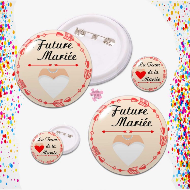 badge future marié 58 mm et team de la mariée 32 mm