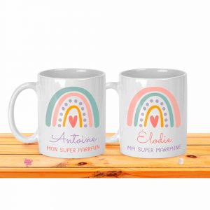 Ensemble Mugs Parrain Marraine | Baptême | Souvenir | Cadeau