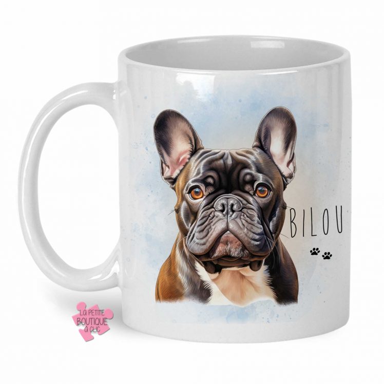 mug bouledogue français personnalisé nom du chien