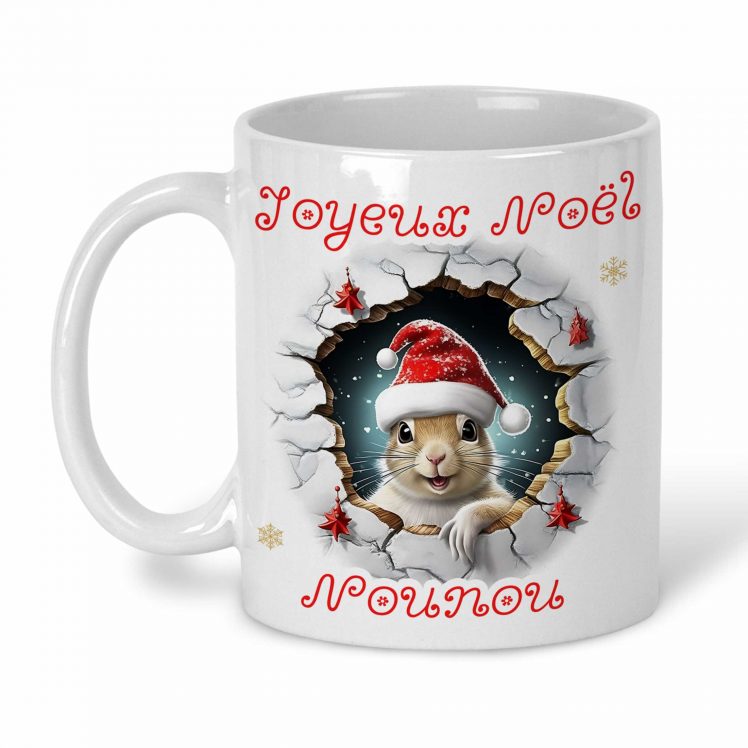 mug personnalisé noel écureuil effet 3D